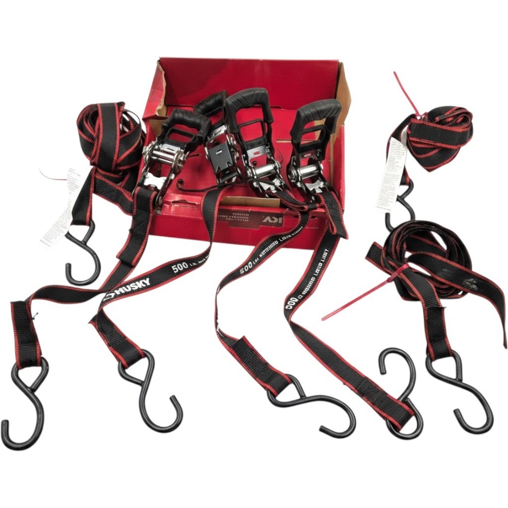Husky 12 ft x 1 in Ratchet Tie-Downs 4-Pack 500 lb Working Load FH0829 T2